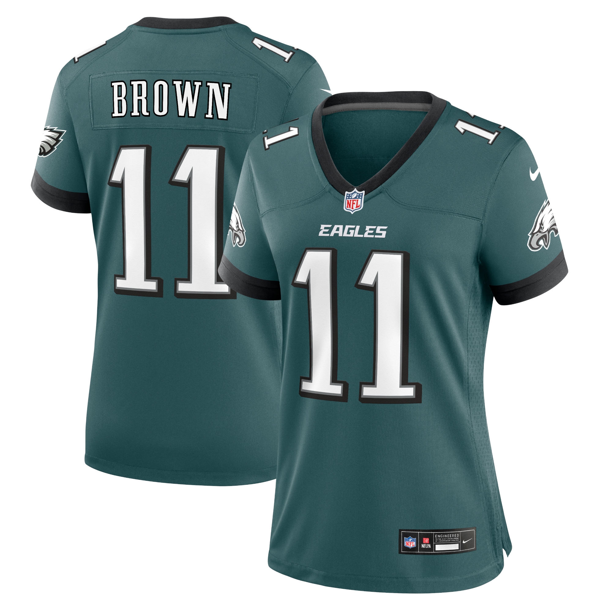 Philadelphia Eagles A.J. Brown Midnight Green Team Game NFL Jersey Women's