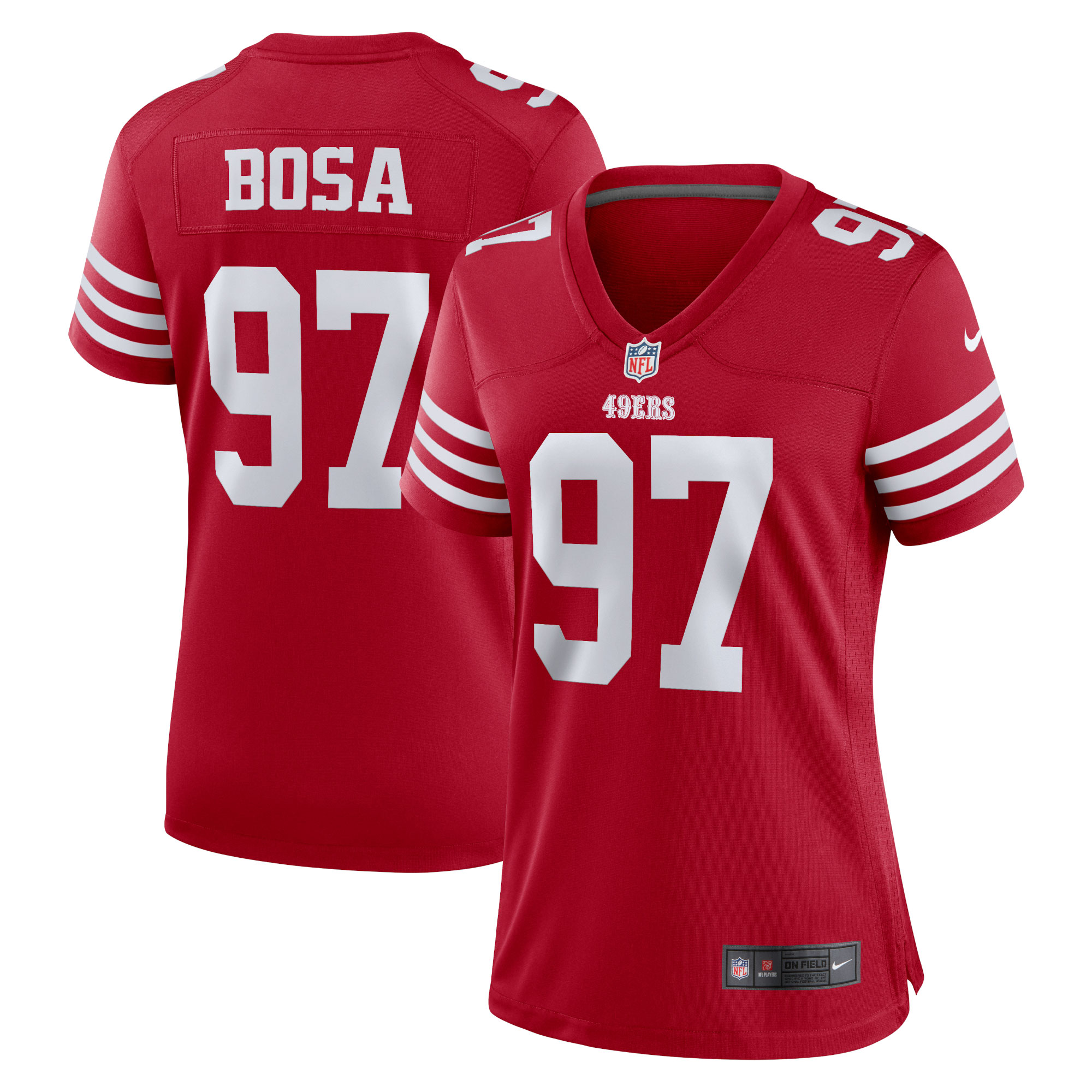 San Francisco 49ers Nick Bosa Scarlet Team Game Player NFL Jersey Women's