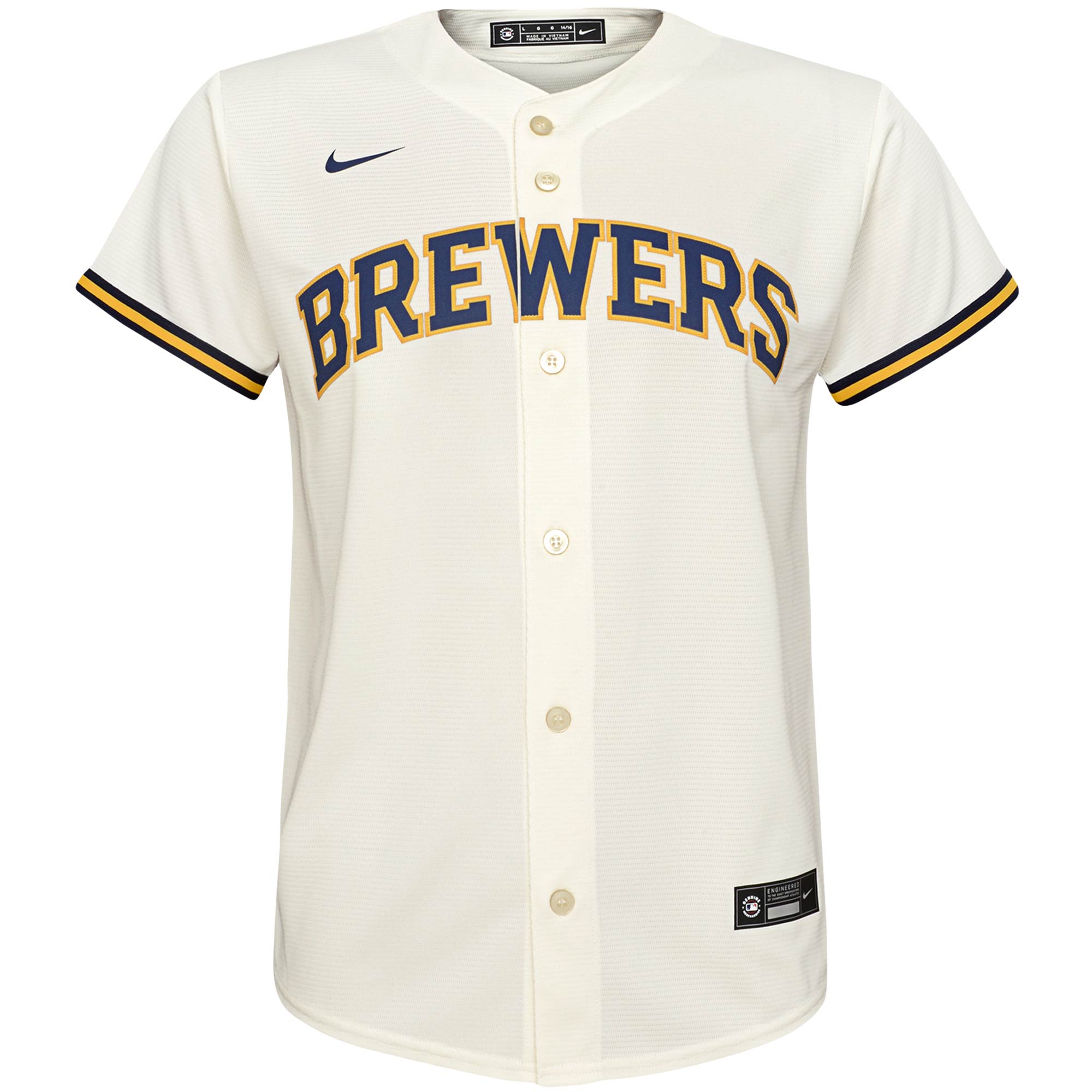 Milwaukee Brewers Cream Home Team MLB Jersey Youth