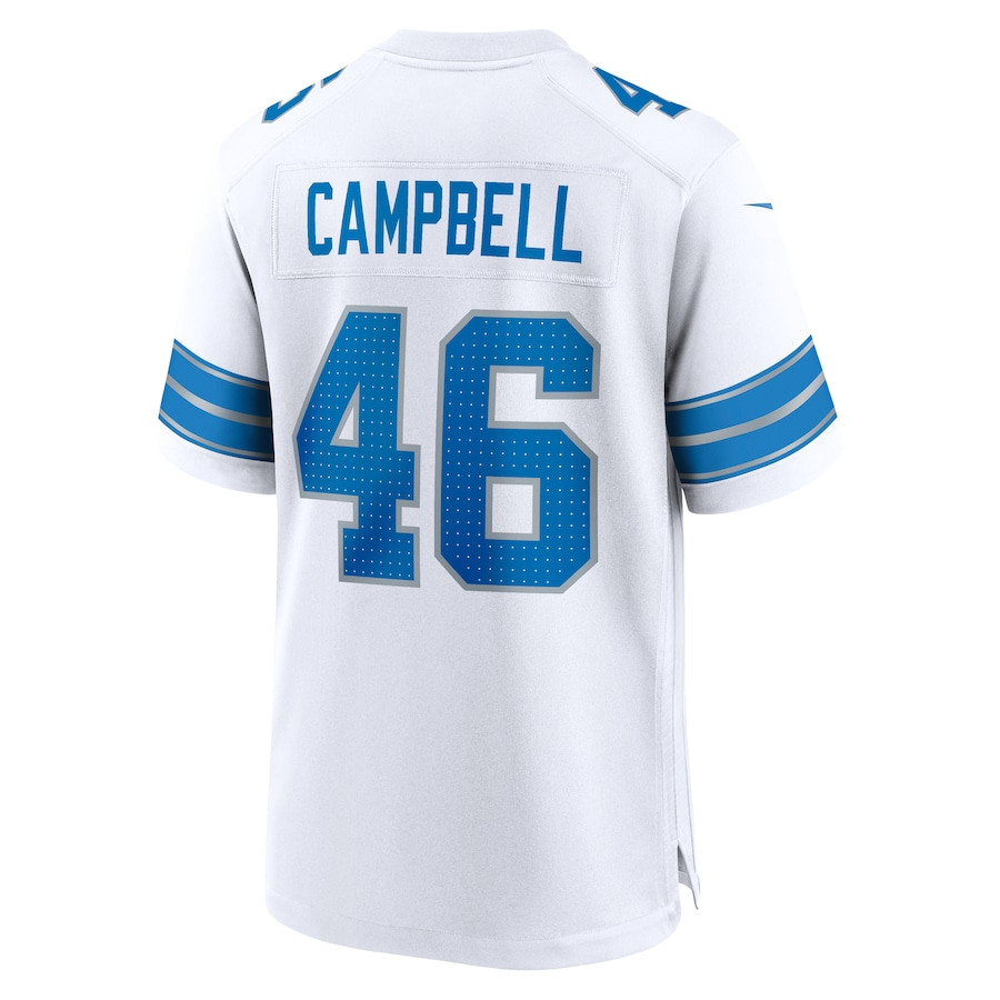 Jack Campbell 46 Detroit Lions White Game White NFL Jersey Men's