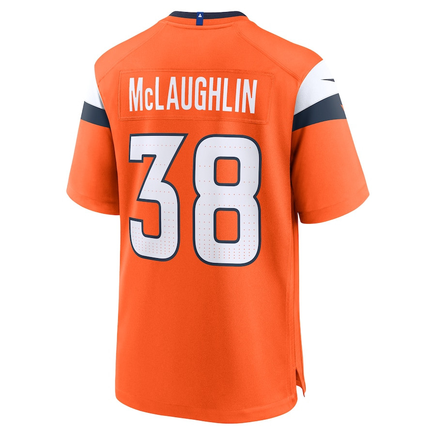 Jaleel McLaughlin 38 Denver Broncos Team Game Orange NFL Jersey Men's