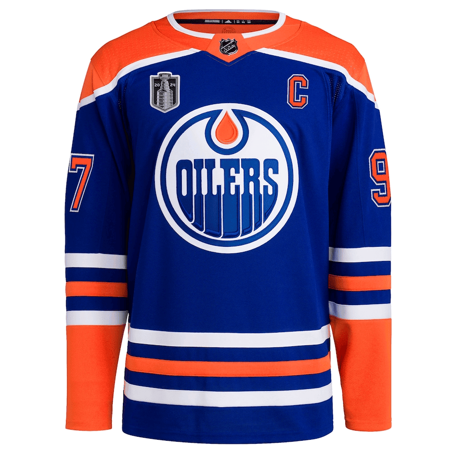 Connor McDavid 97 Edmonton Oilers 2024 Stanley Cup Final Home Primegreen Player ??Royal NHL Jersey Men's
