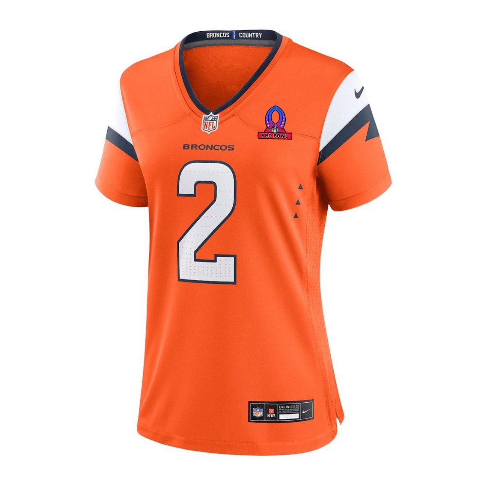 Patrick Surtain II 2 Denver Broncos 2025 Pro Bowl Patch Game Orange NFL Jersey Women's
