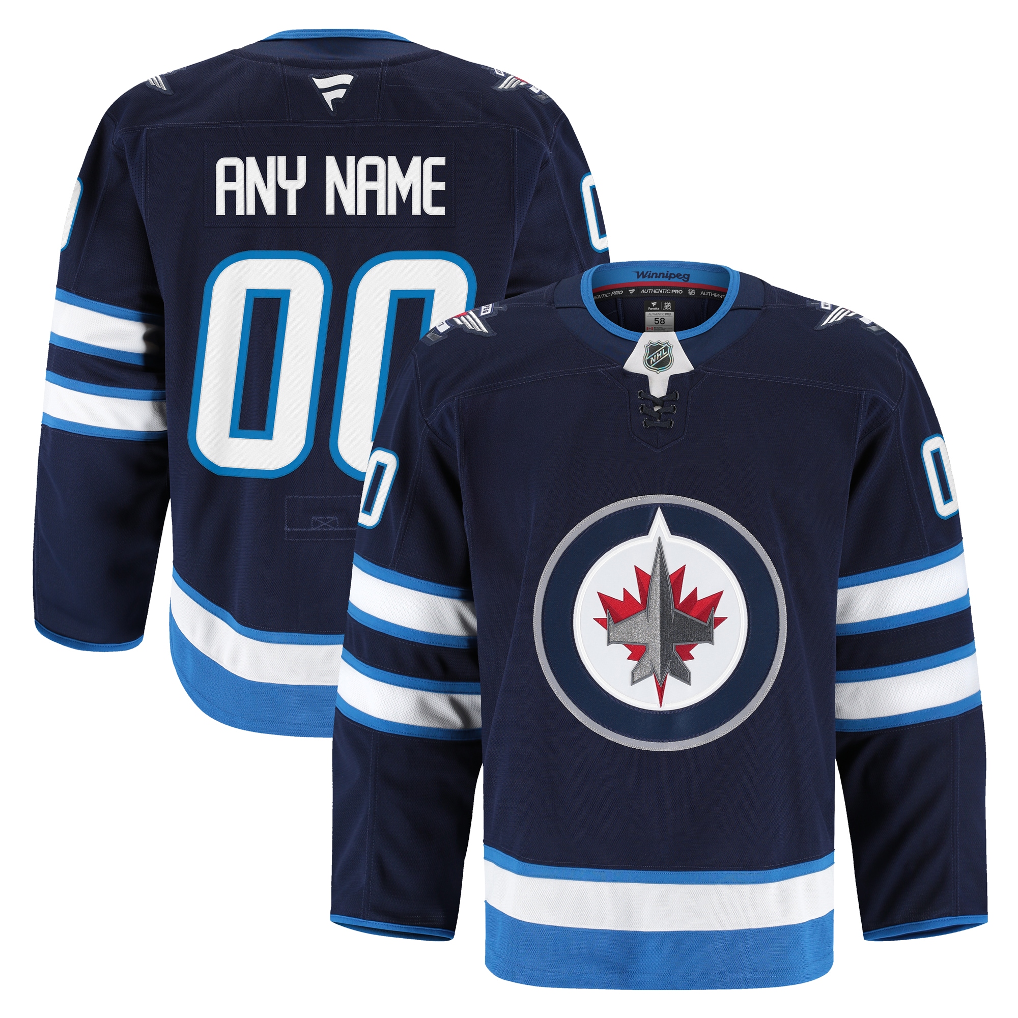 Winnipeg Jets Navy Home Pro Custom NHL Jersey Men's