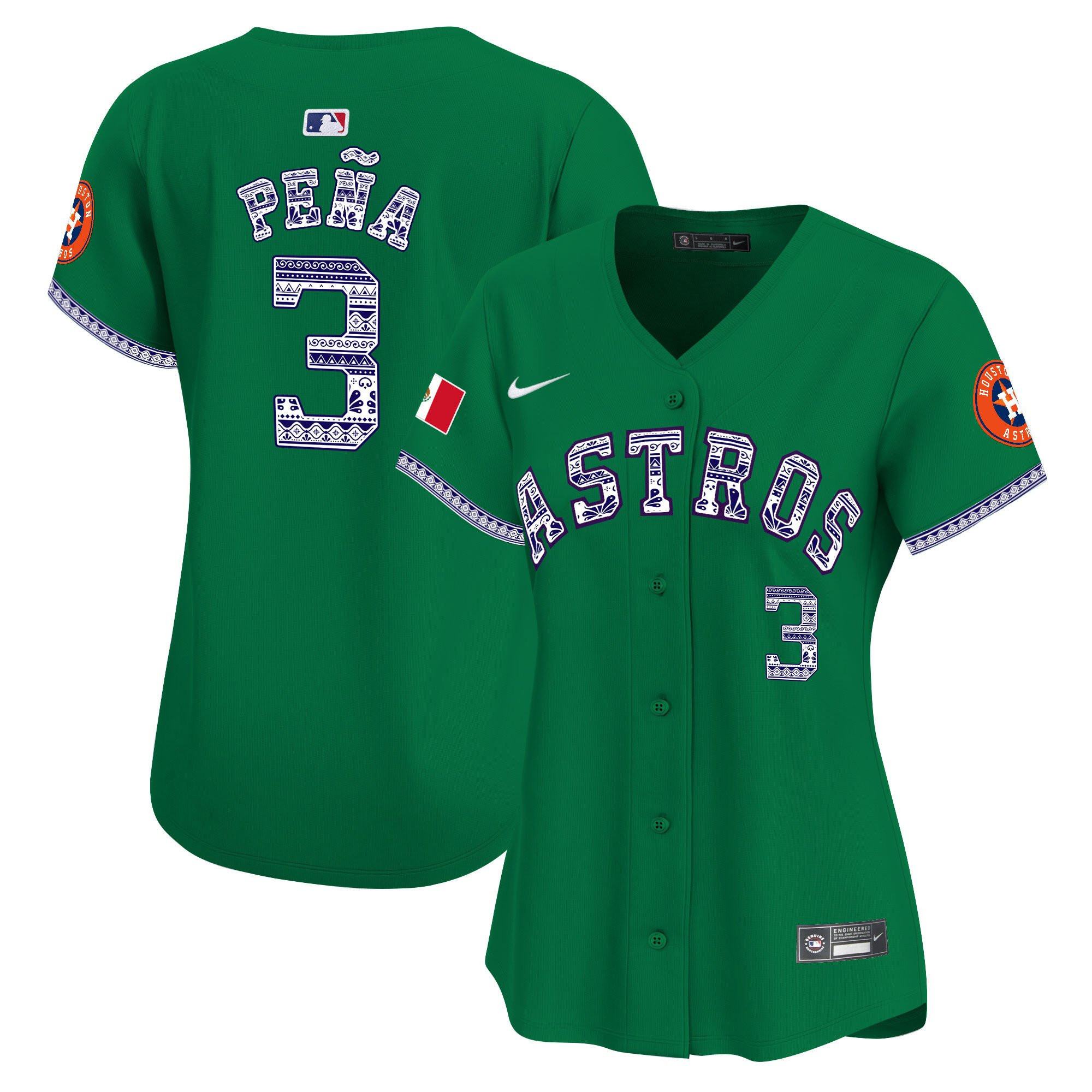 Jeremy Pena 3 Houston Astros Mexico Green MLB Jersey Women's