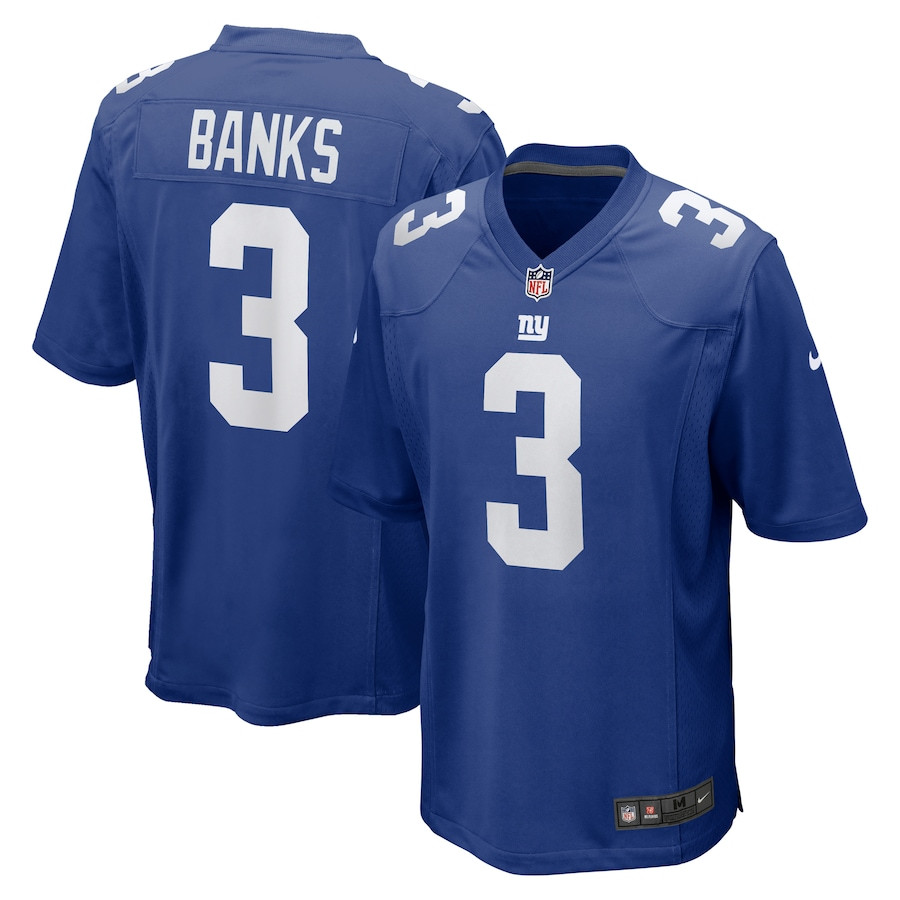 Deonte Banks 3 New York Giants Game Royal NFL Jersey Men's