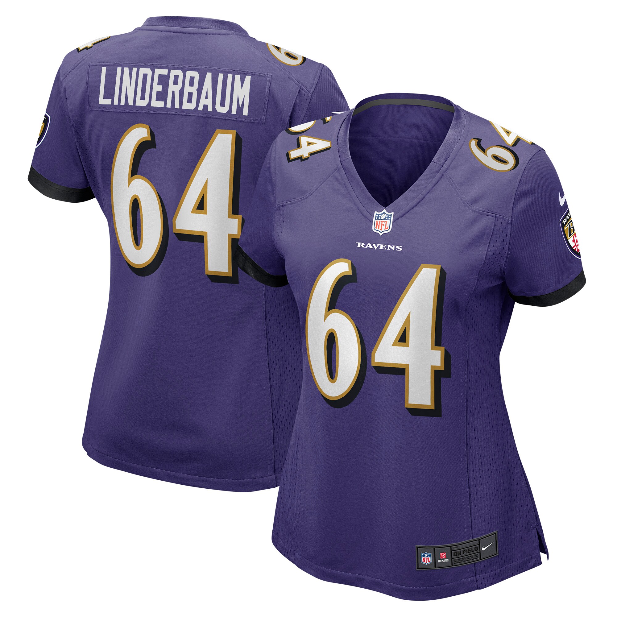 Baltimore Ravens Tyler Linderbaum Purple Player Game NFL Jersey Women's