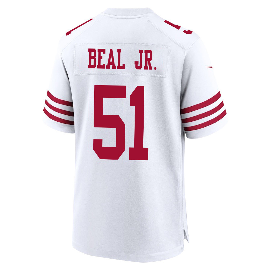 Robert Beal Jr. 51 San Francisco 49ers Super Bowl LVIII Patch Game White NFL Jersey Men's