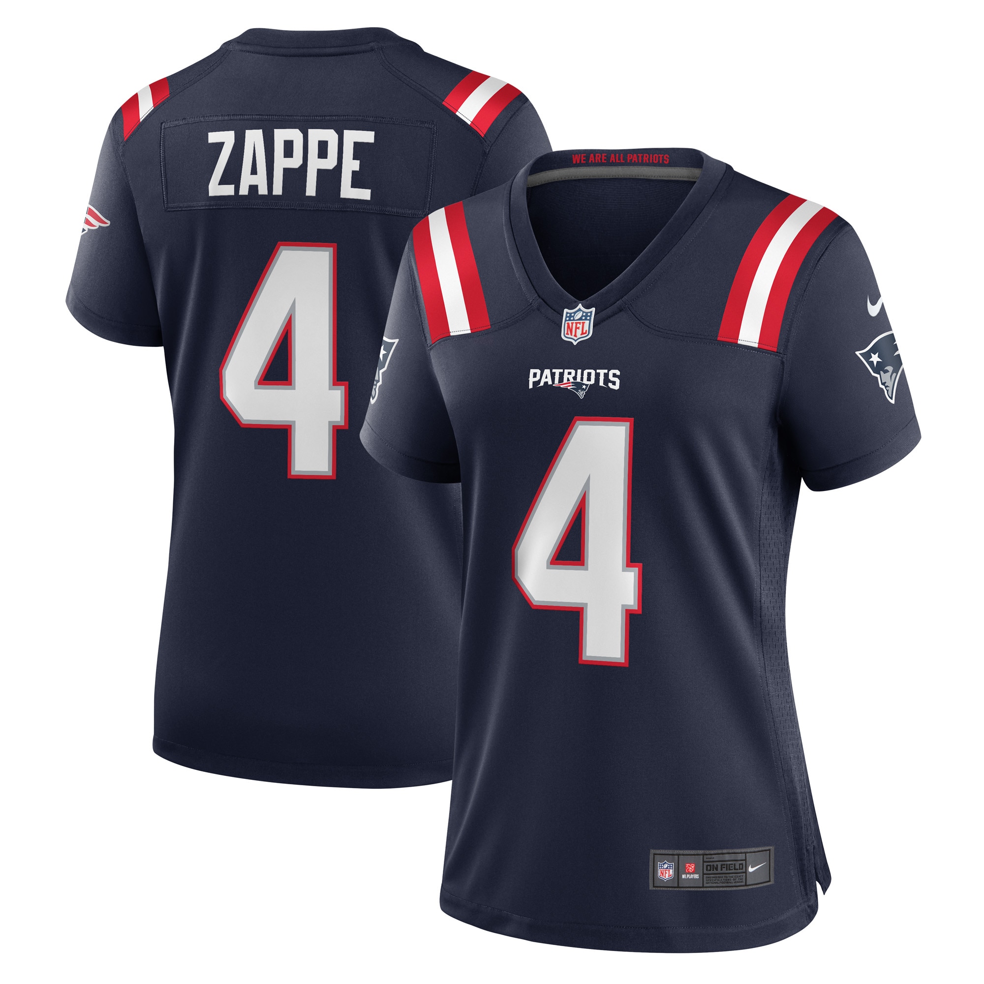 New England Patriots Bailey Zappe Navy Game Player NFL Jersey Women's