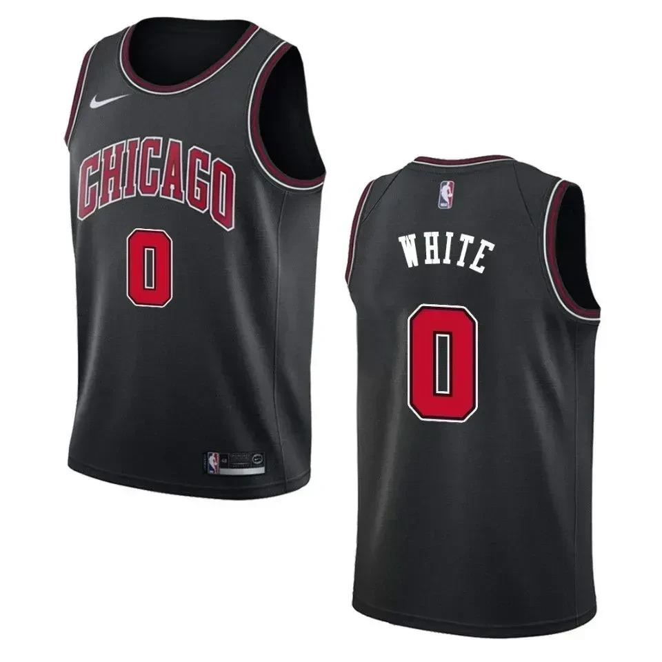 Chicago Bulls 0 Cob White Statement Swingman Black NBA Jersey Men's