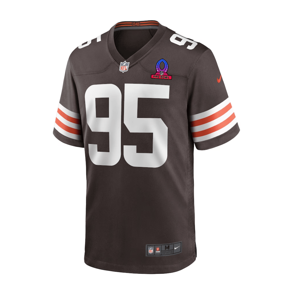 Myles Garrett 95 Cleveland Browns 2025 Pro Bowl Patch Game Brown NFL Jersey Men's