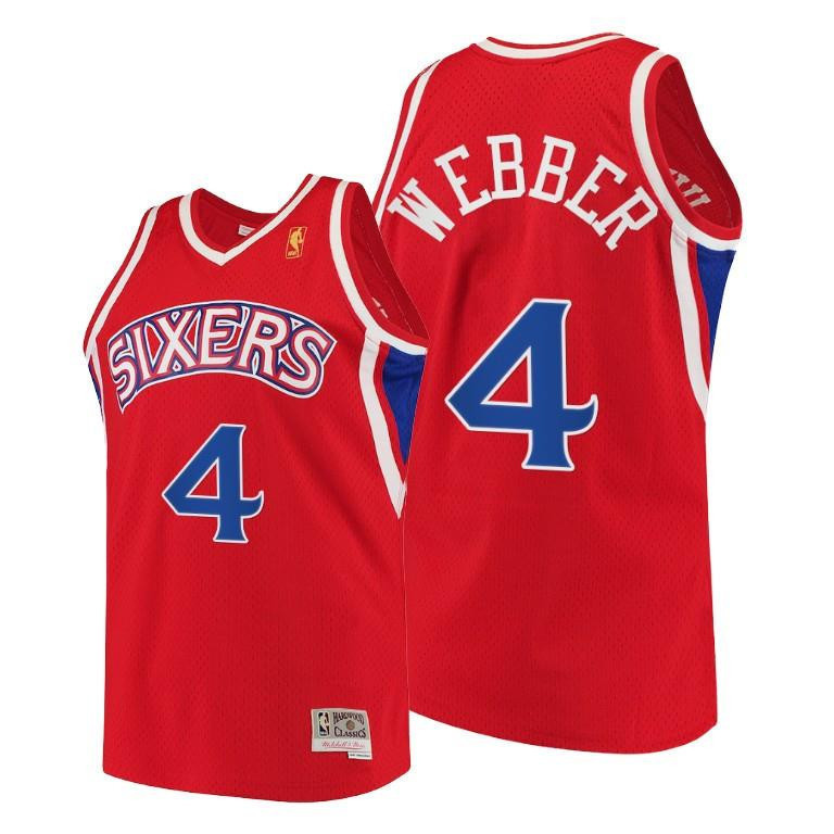 Chris Webber Philadelphia 76ers Red Throwback 90s HWC Swingman NBA Jersey Men's