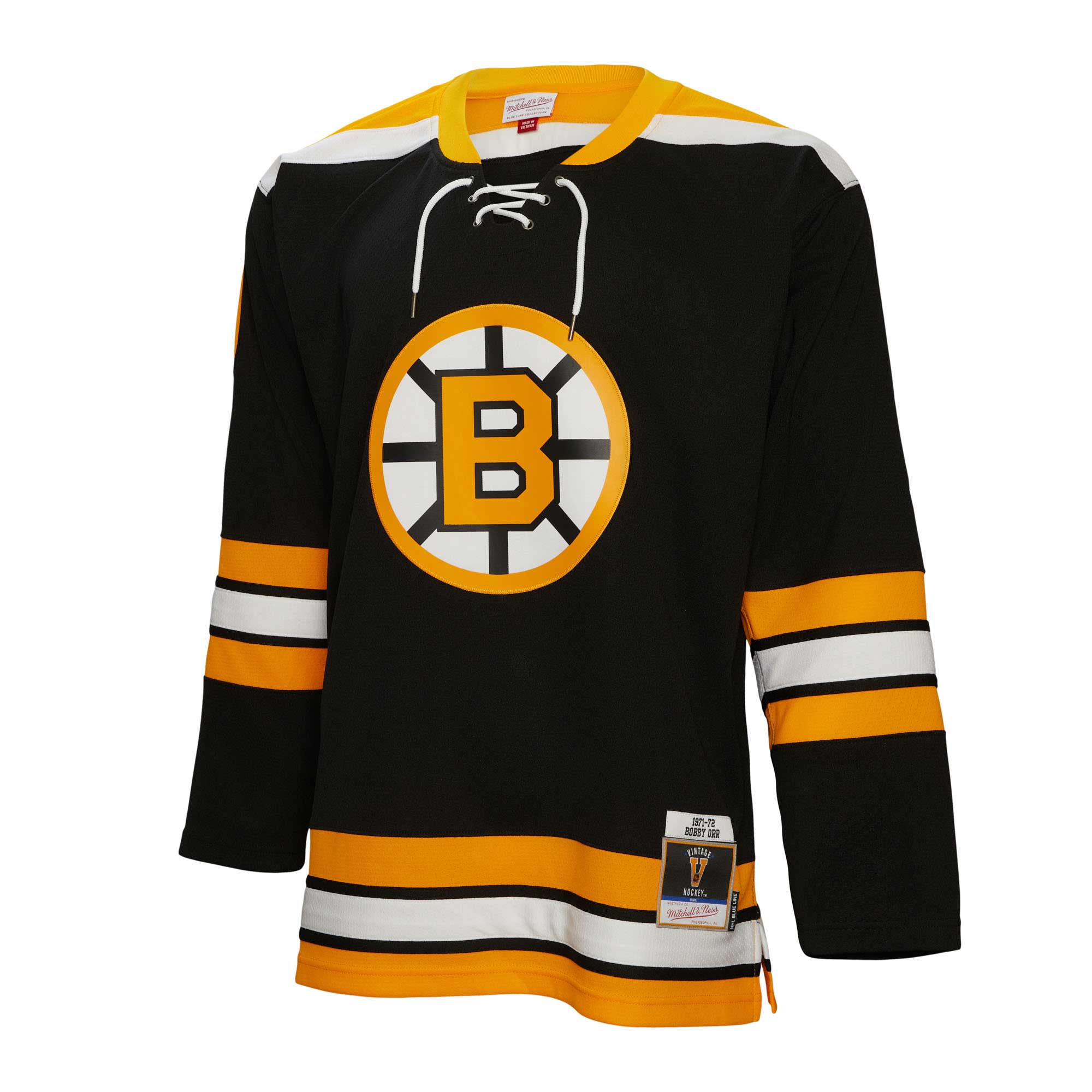 Boston Bruins Bobby Orr Mitchell Ness Black 1971/72 Blue Line Player NHL Jersey Men's