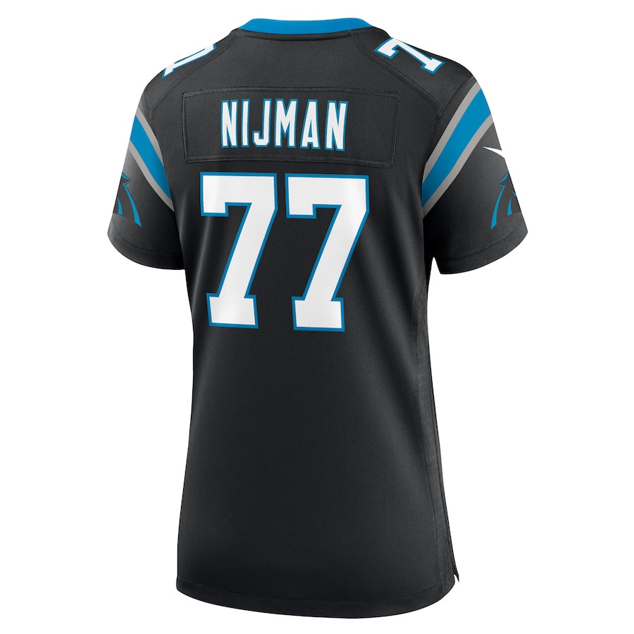 Yosh Nijman 77 Carolina Panthers Game Black NFL Jersey Women's