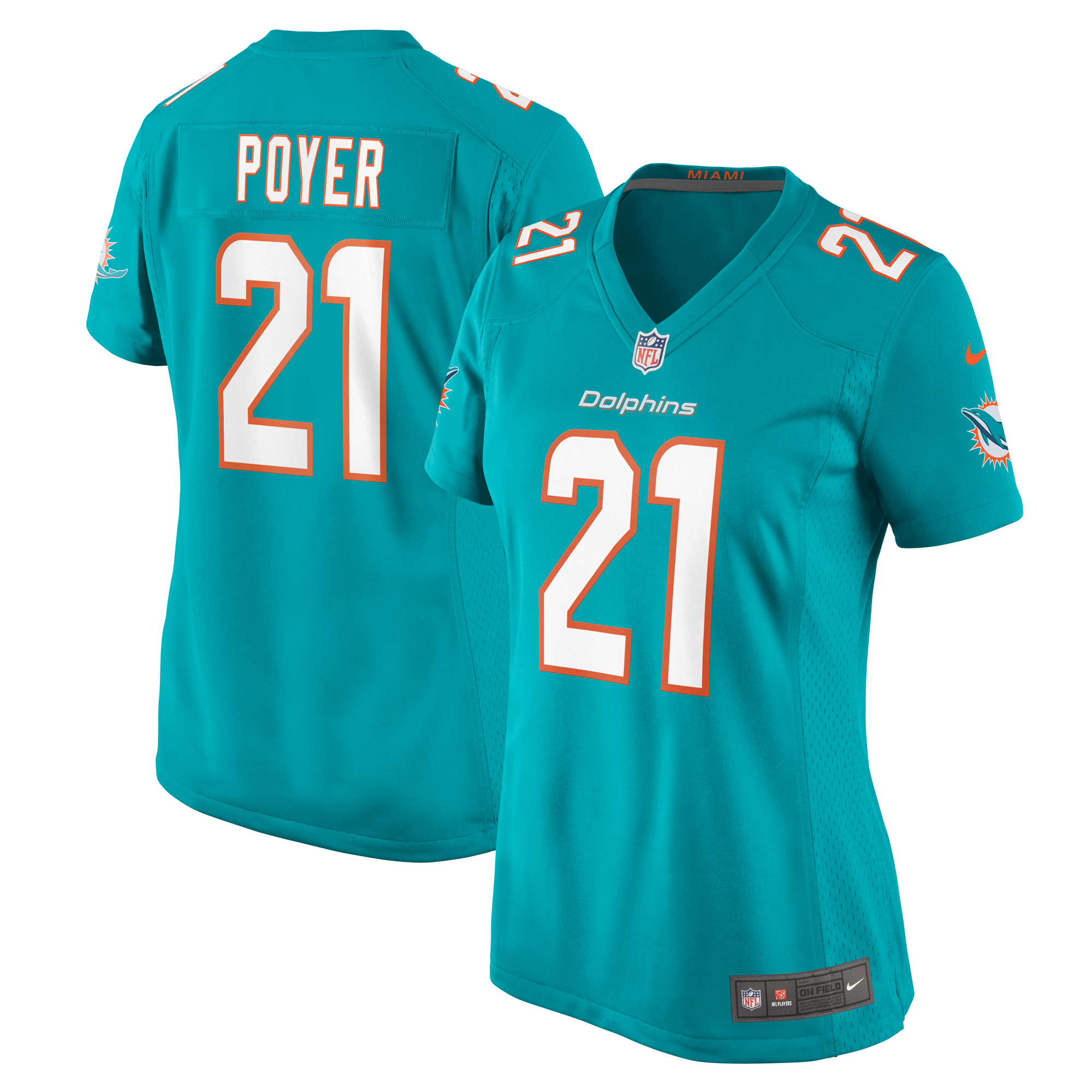 Miami Dolphins Poyer Aqua Game NFL Jersey Women's