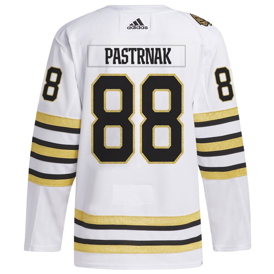 David Pastrnak 88 Boston Bruins 2024 Playoffs Patch Away White NHL Jersey Men's