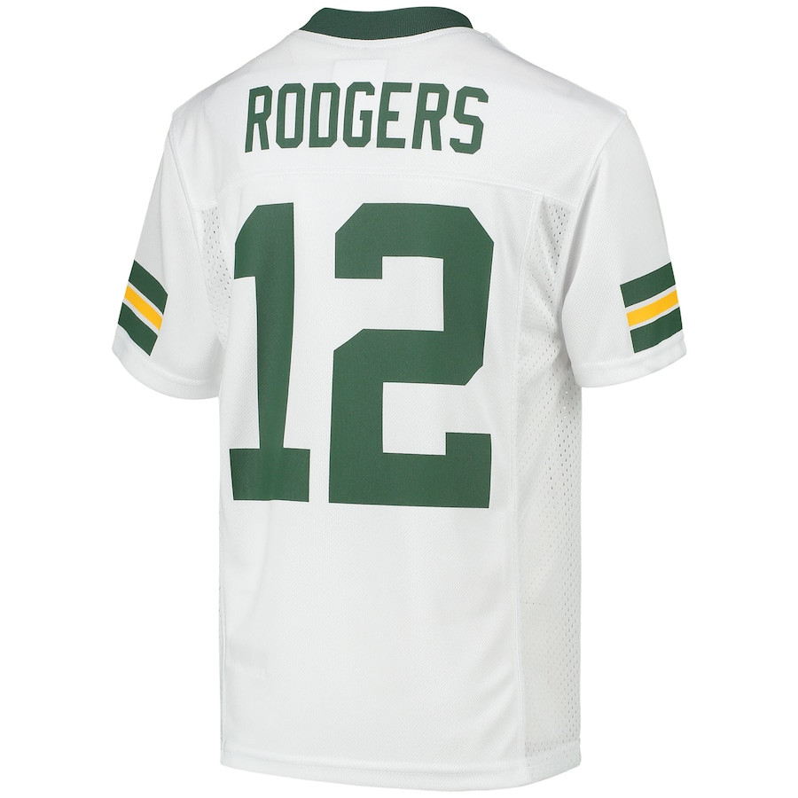 Aaron Rodgers 12 Green Bay Packers White NFL Jersey Youth