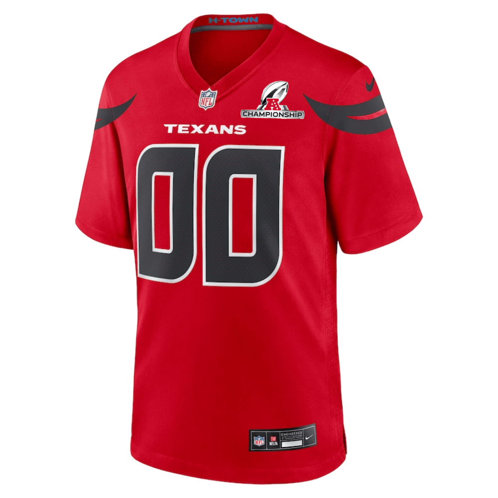 Houston Texans AFC Championship Patch Alternate Game Custom Red NFL Jersey Men's