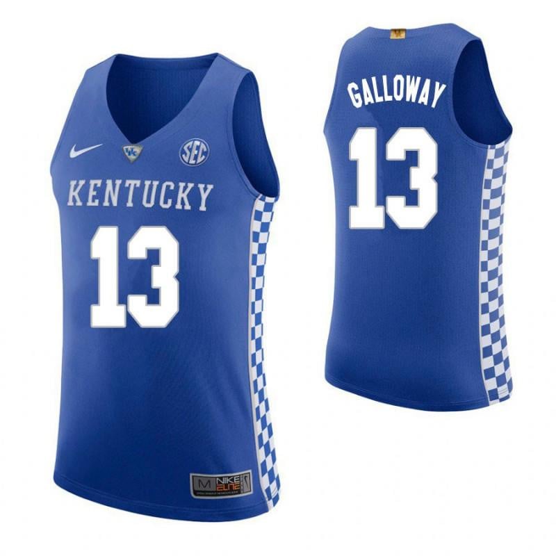 13 Kevin Galloway Home Blue Elite Kentucky Wildcats NCAA Jersey Men's