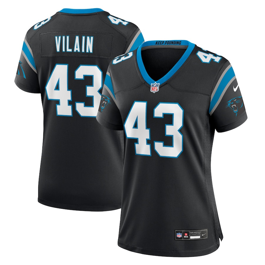 Luiji Vilain 43 Carolina Panthers Game Black NFL Jersey Women's
