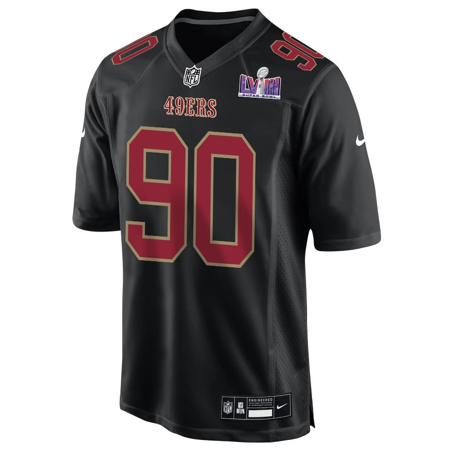Kevin Givens 90 San Francisco 49ers Super Bowl LVIII Patch Fashion Game Carbon Black NFL Jersey Men's