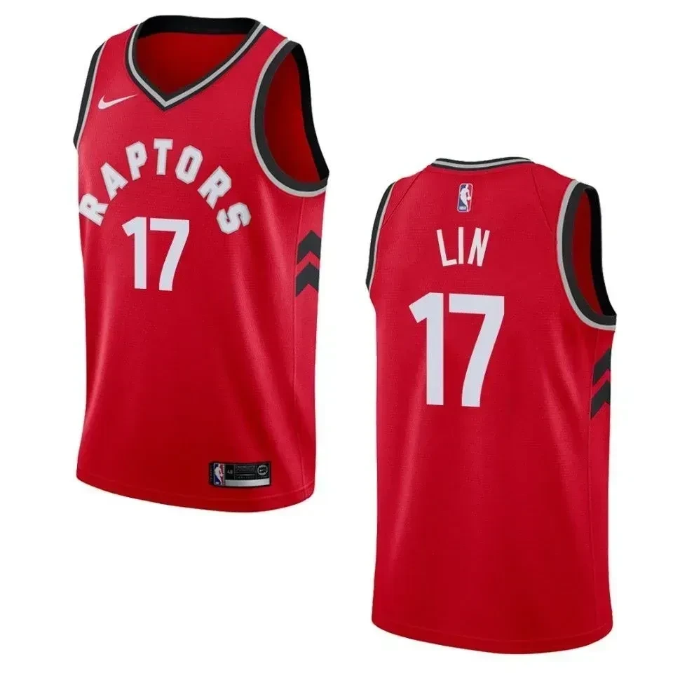 Toronto Raptors 17 Jeremy Lin Icon Swingman Red NBA Jersey Men's