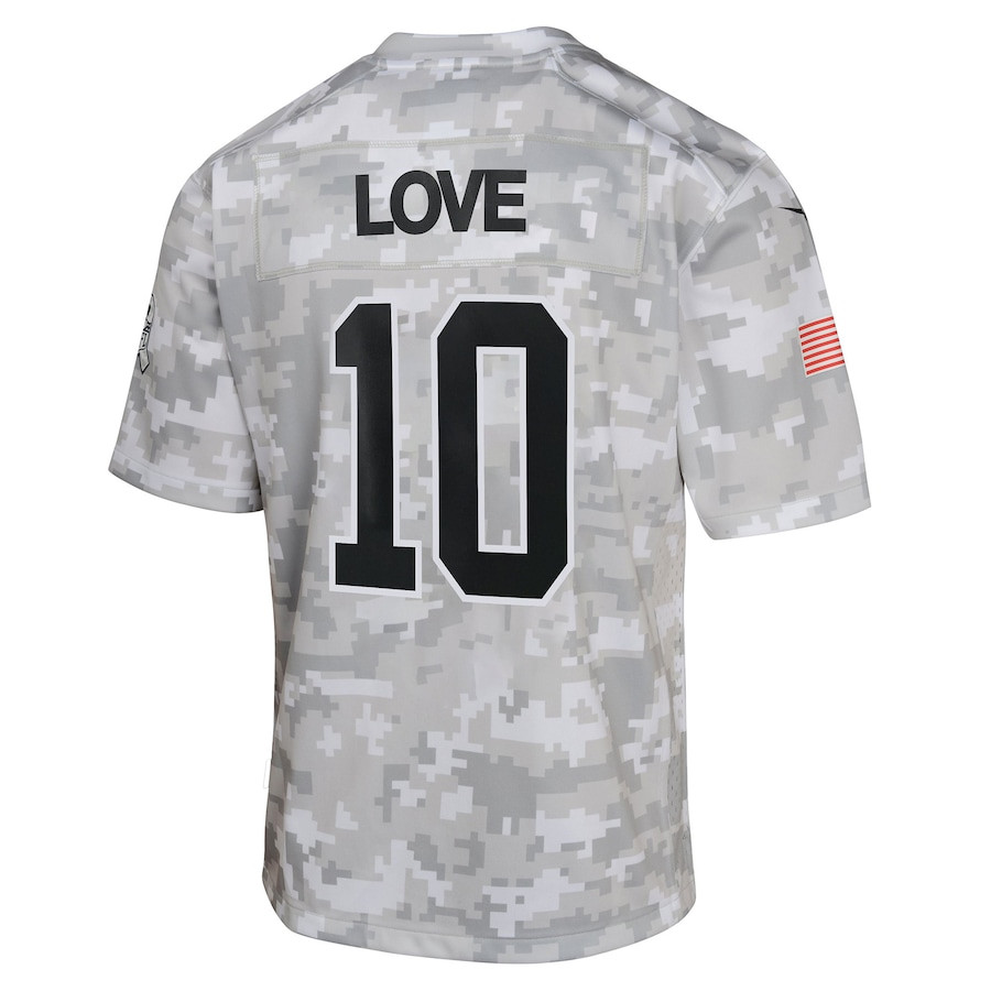 Jordan Love 10 Green Bay Packers 2024 Salute to Service Game Arctic Camo NFL Jersey Youth