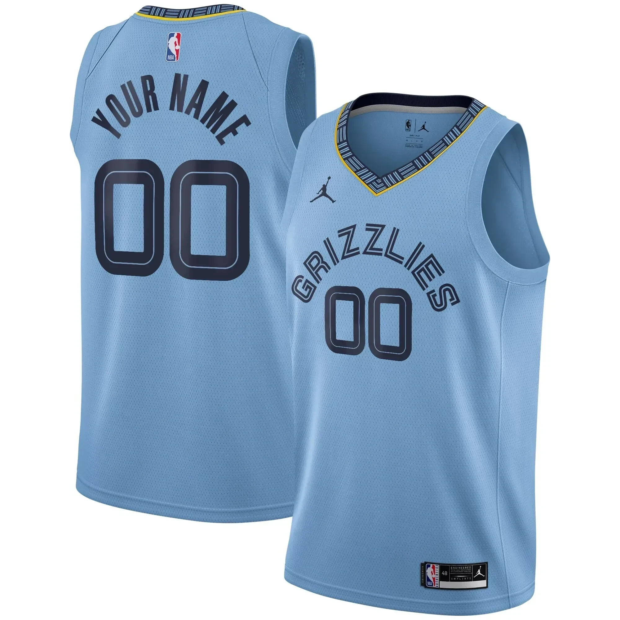 Memphis Grizzlies Swingman Custom Statement Edition Light Blue NBA Jersey Men's