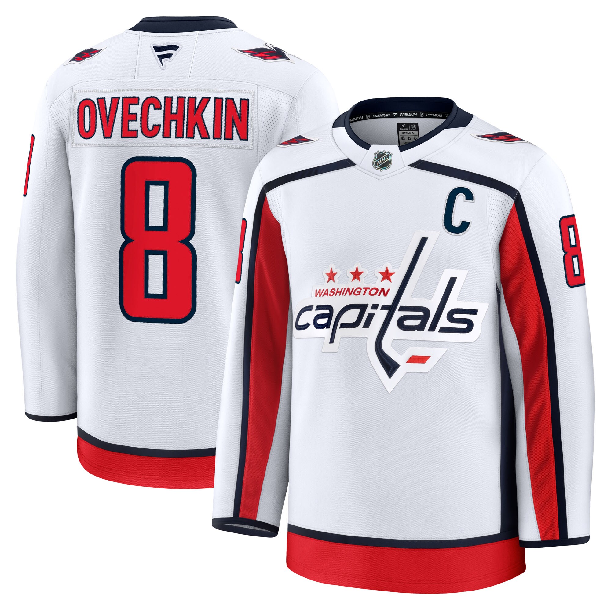 Washington Capitals Alexander Ovechkin White Away Premium NHL Jersey Men's
