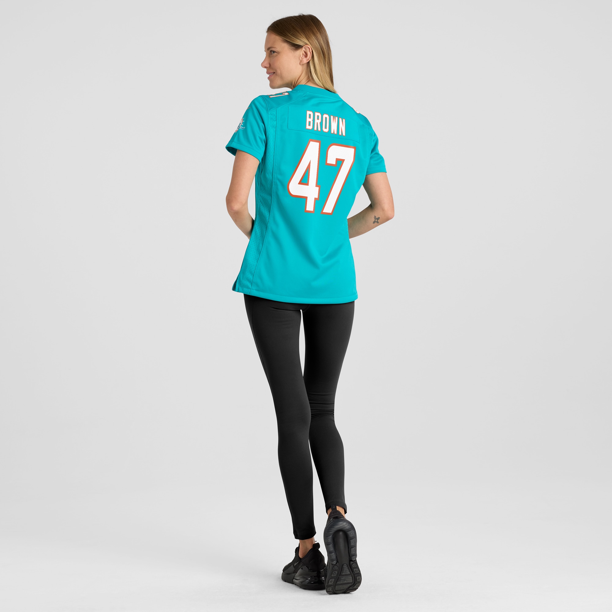 Miami Dolphins Cam Brown Aqua Game NFL Jersey Women's