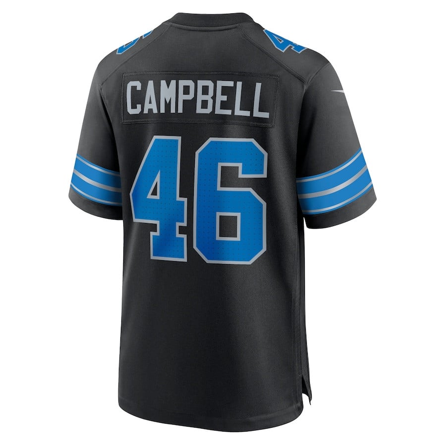 Jack Campbell 46 Detroit Lions 2nd Alternate Game Black NFL Jersey Men's