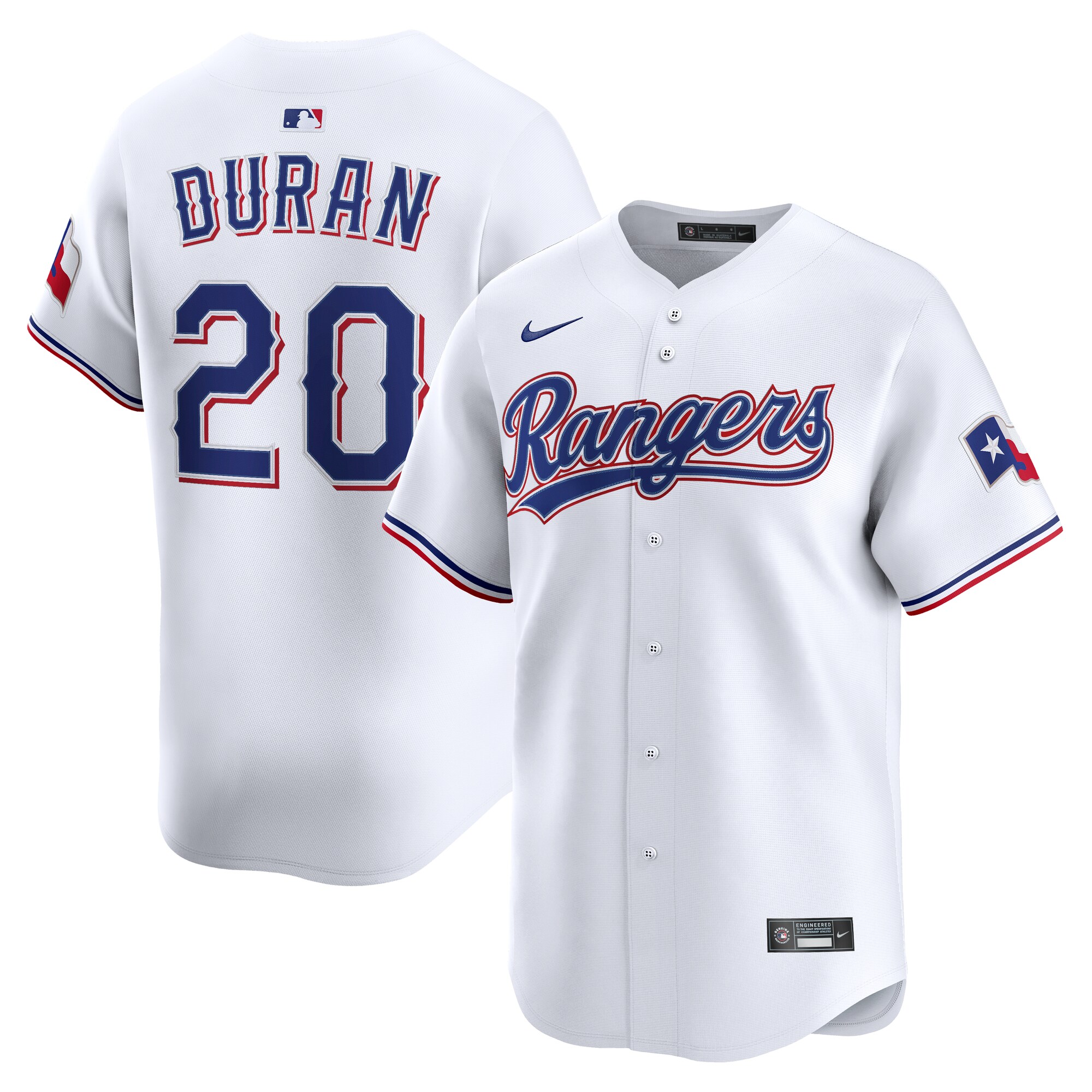 Texas Rangers Ezequiel Duran White Alternate Limited Player MLB Jersey Men's