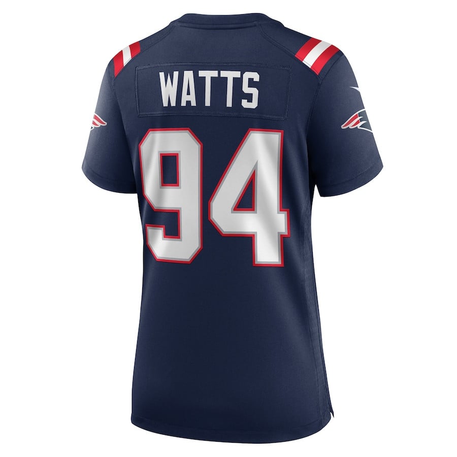 Armon Watts 94 New England Patriots Team Game Navy NFL Jersey Women's