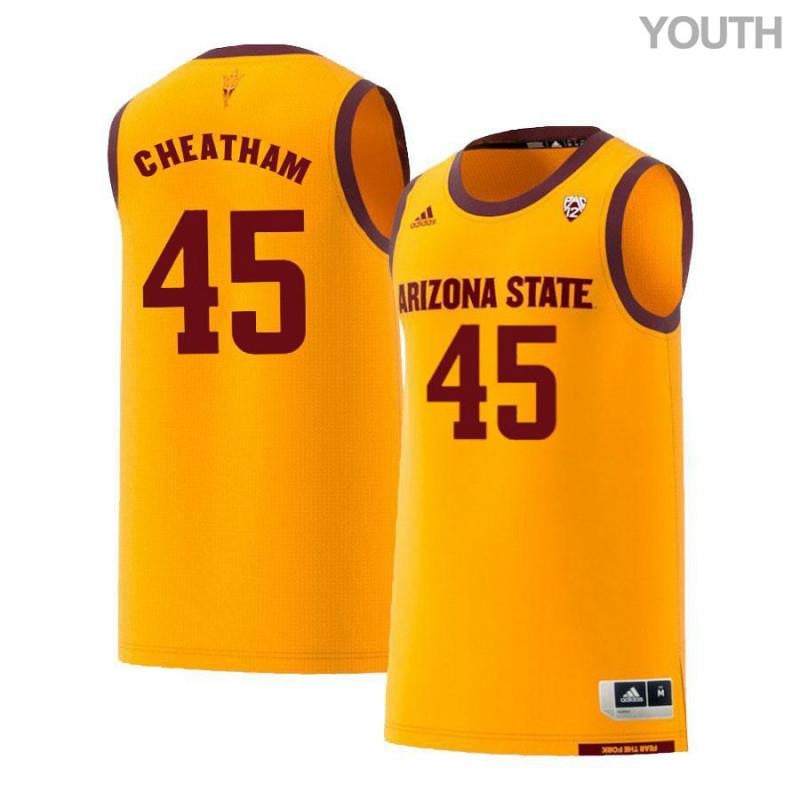 45 Zylan Cheatham Yellow Retro Arizona State Sun Devils NCAA Jersey Youth