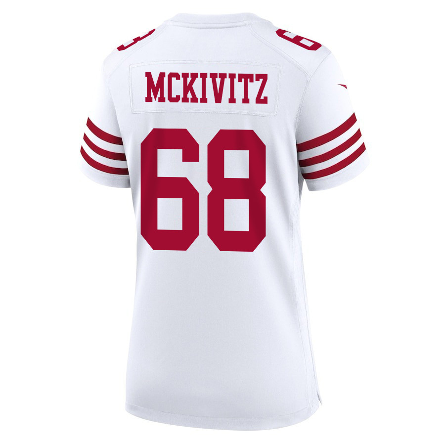 Colton McKivitz 68 San Francisco 49ers Super Bowl LVIII Patch Game White NFL Jersey Women's