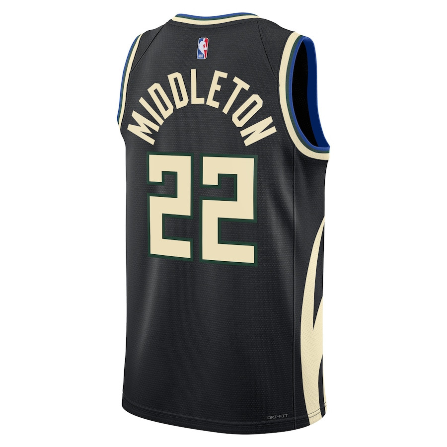 Khris Middleton 22 Milwaukee Bucks Unisex Swingman Statement Edition Black NBA Jersey Unisex