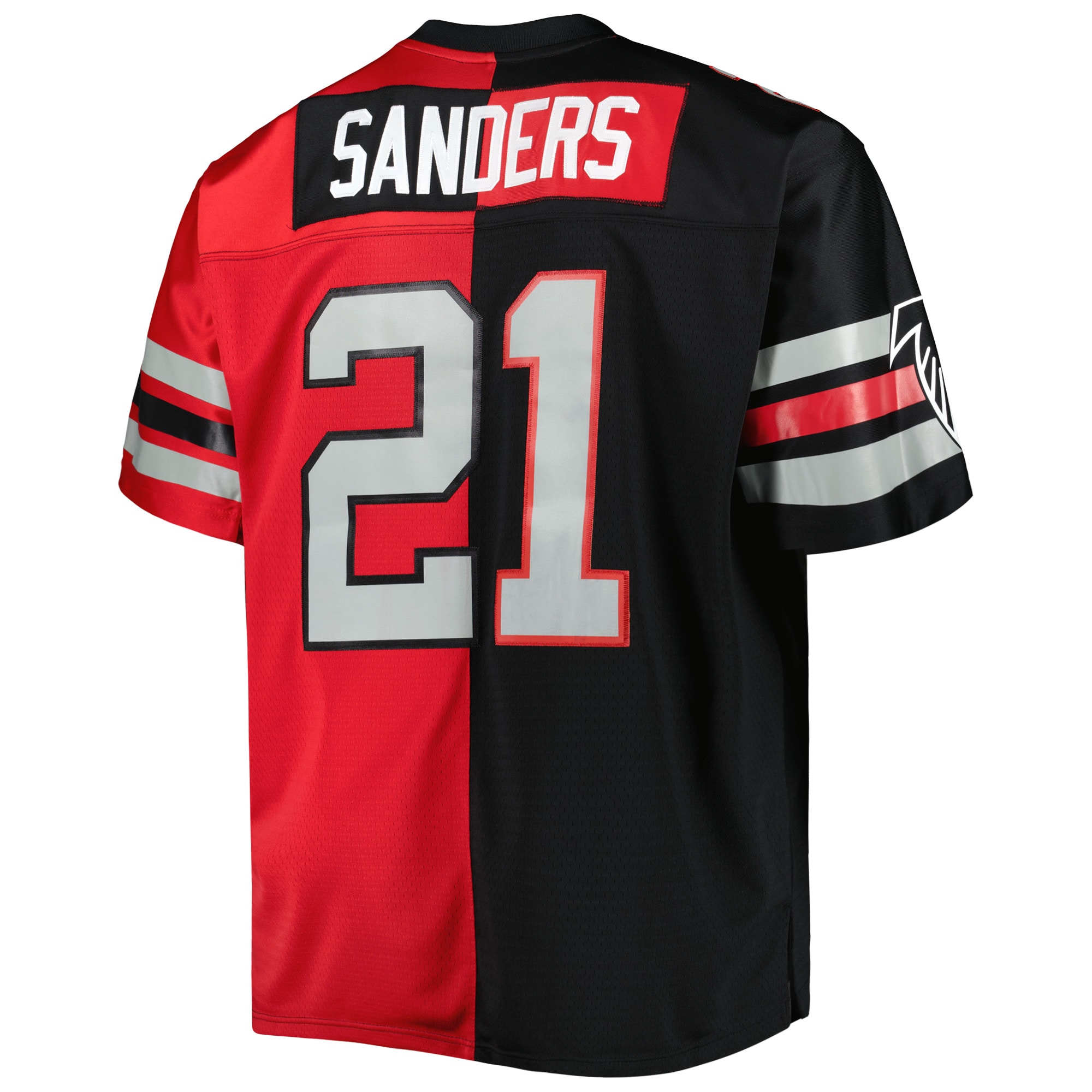 Atlanta Falcons Deion Sanders Mitchell Ness Black/Red Big Tall Split Legacy Retired Player NFL Jersey Men's