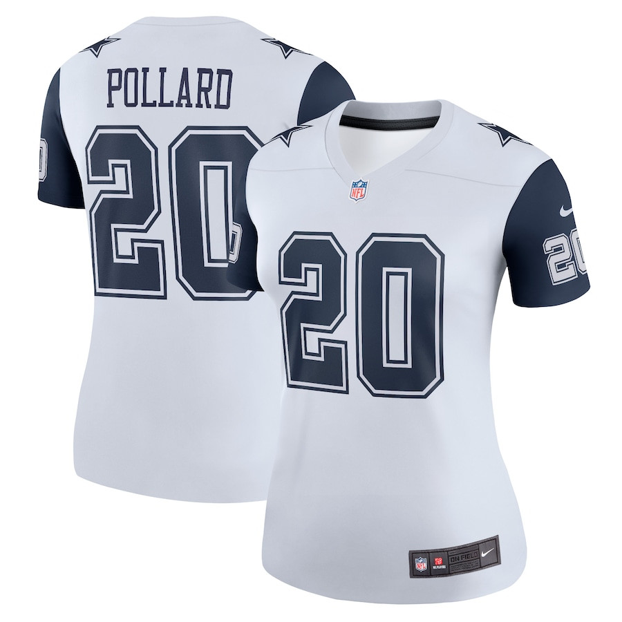 Tony Pollard 20 Dallas Cowboys Alternate Legend White NFL Jersey Women's