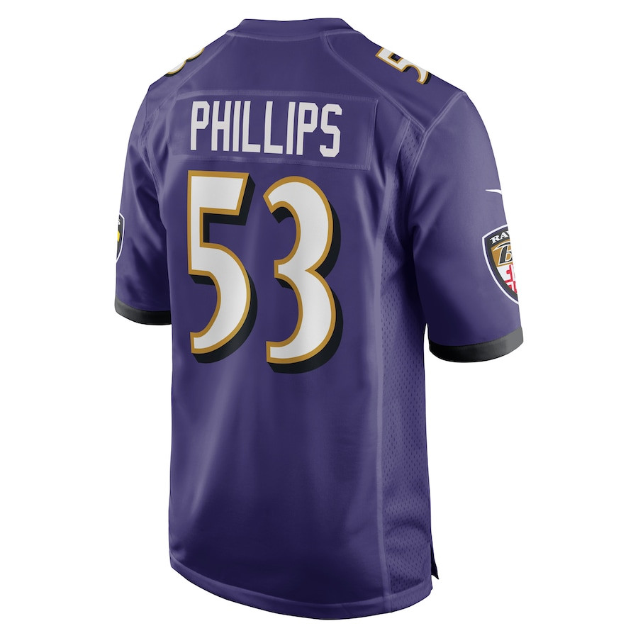 Del'Shawn Phillips 53 Baltimore Ravens Team Game Purple NFL Jersey Men's