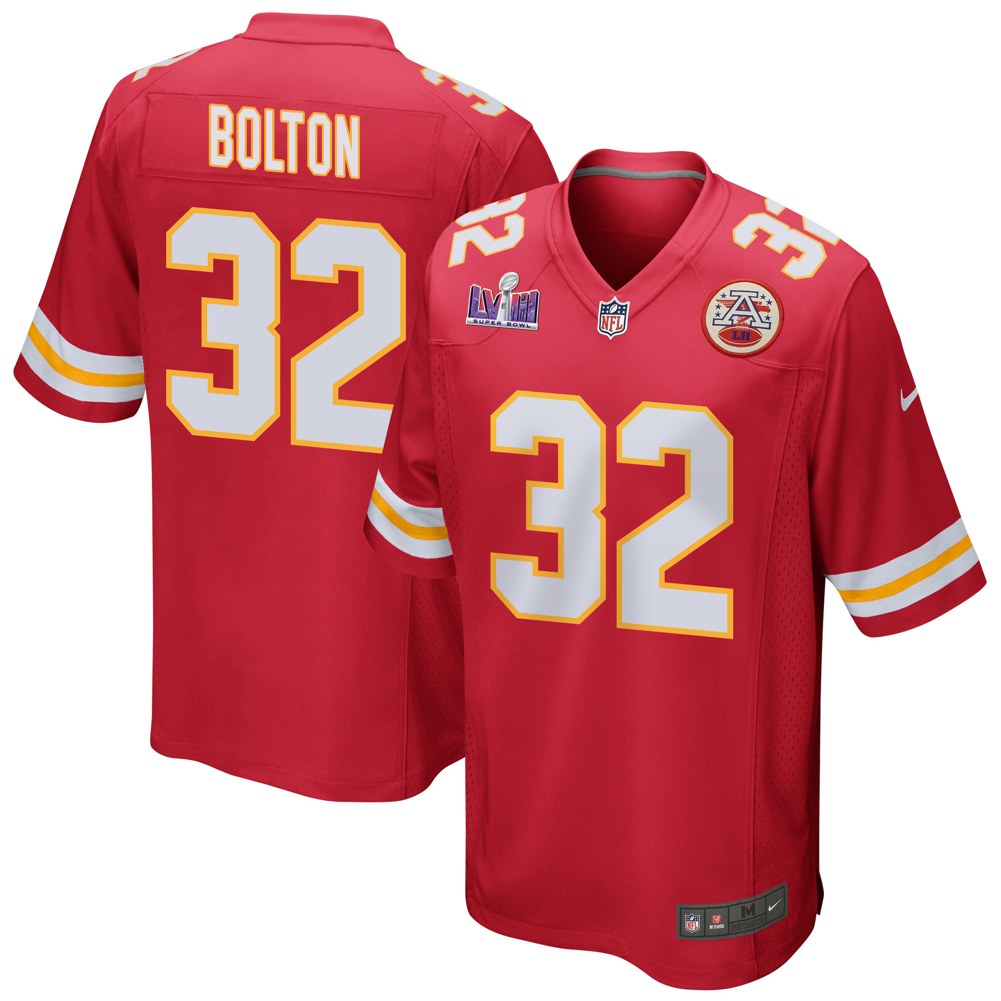 Nick Bolton 32 Kansas City Chiefs Super Bowl LVIII Patch Game Red NFL Jersey Men's