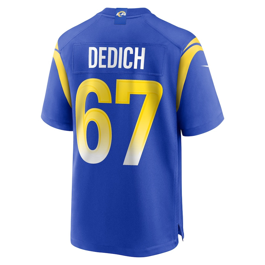 Justin Dedich 67 Los Angeles Rams Game Royal NFL Jersey Men's