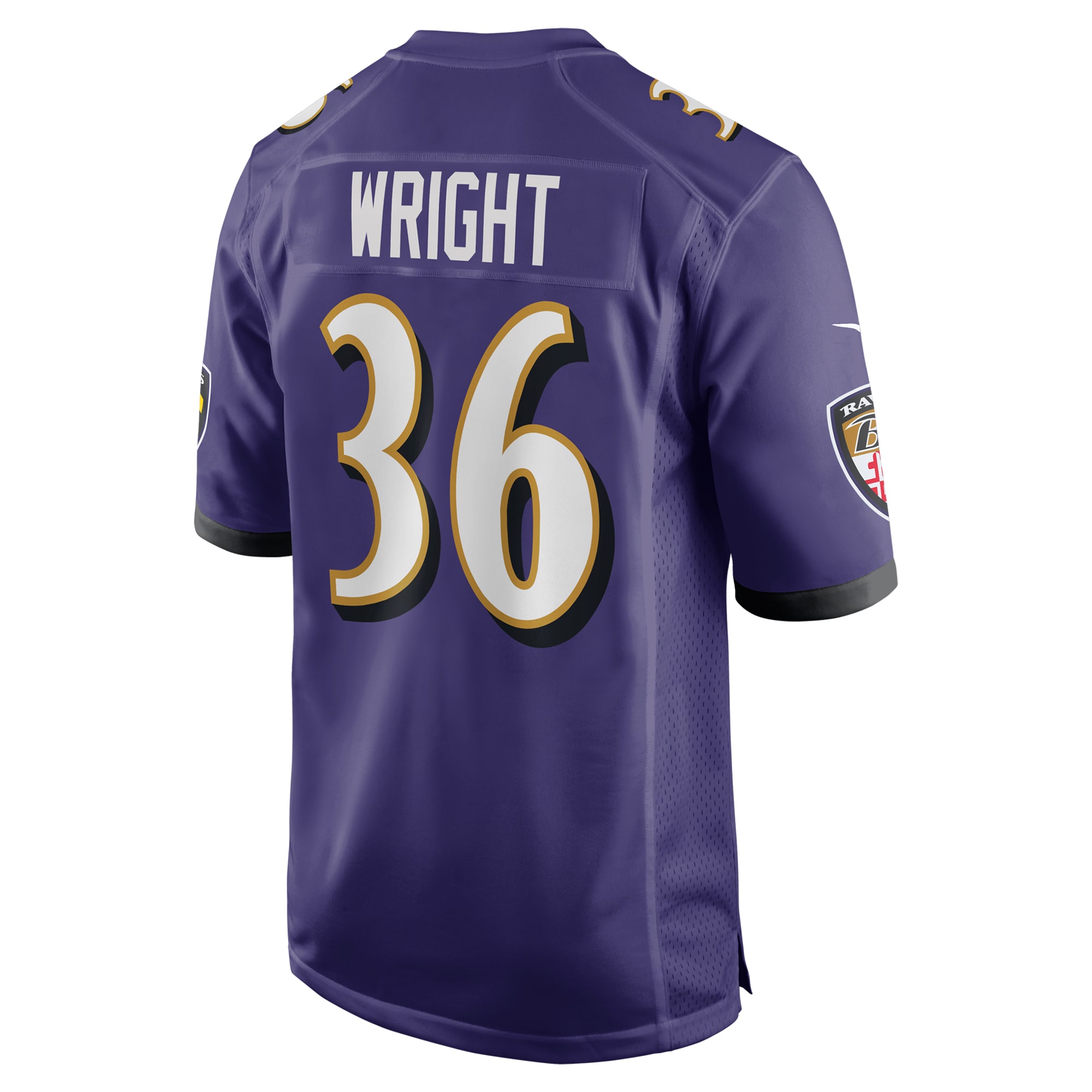 Baltimore Ravens Owen Wright Purple Team Game NFL Jersey Men's