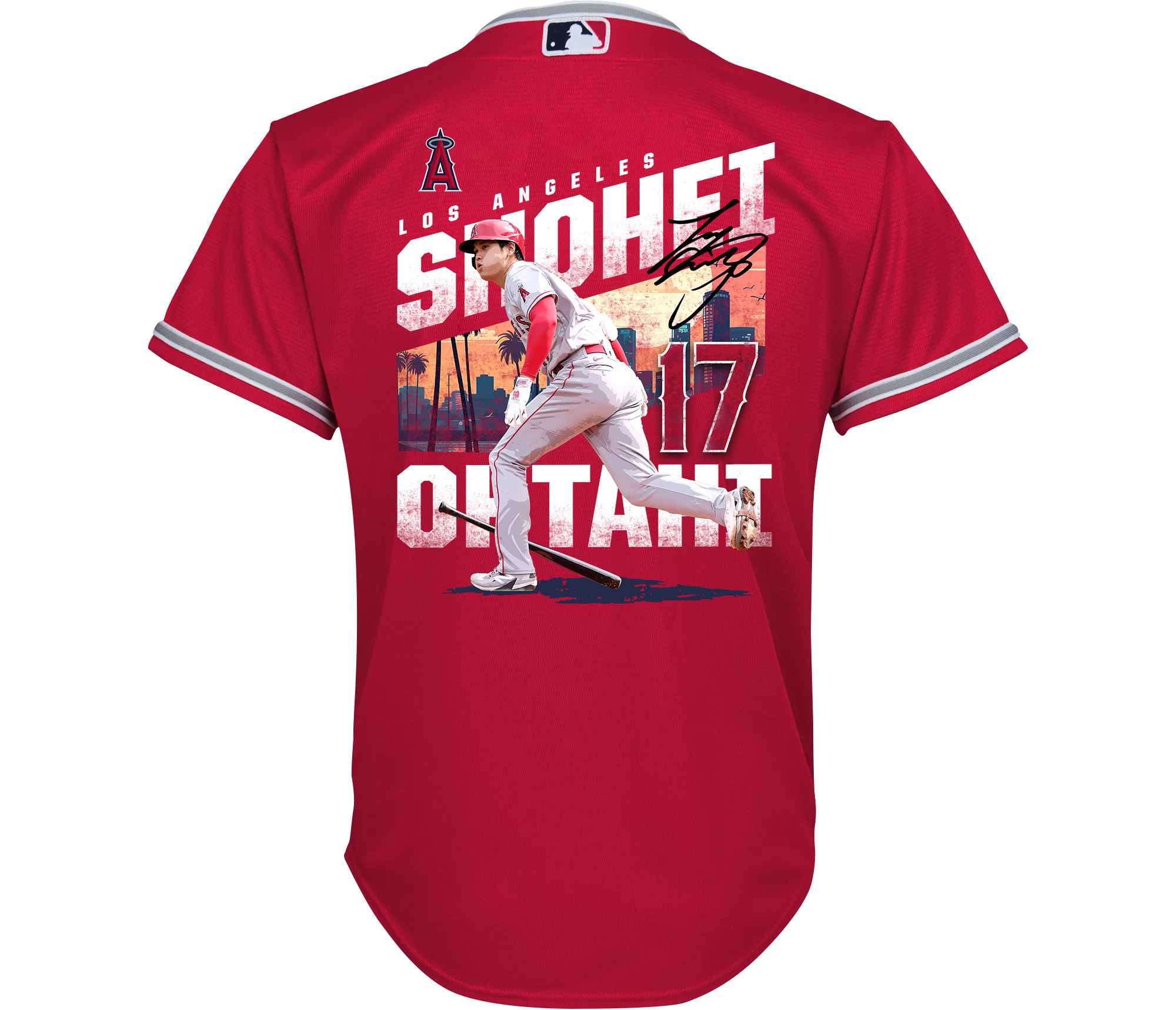 Shohei Ohtani 17 Los Angeles Angels Signed City 2023 Alternate Player Red MLB Jersey Youth