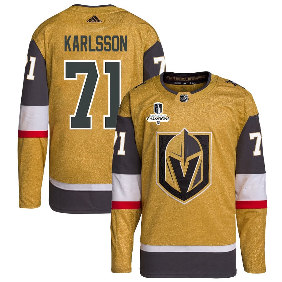 William Karlsson 71 Vegas Golden Knights Stanley Cup 2023 Champions Patch Home Breakaway Gold NHL Jersey Men's