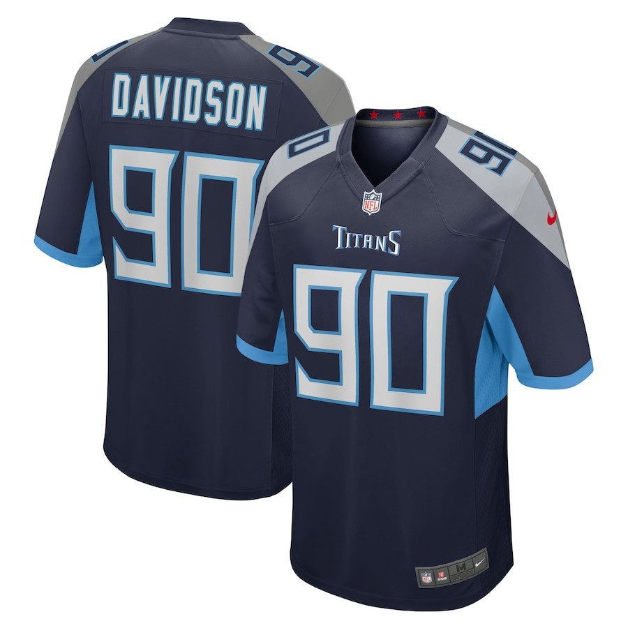 Marlon Davidson 90 Tennessee Titans Game Navy NFL Jersey Men's