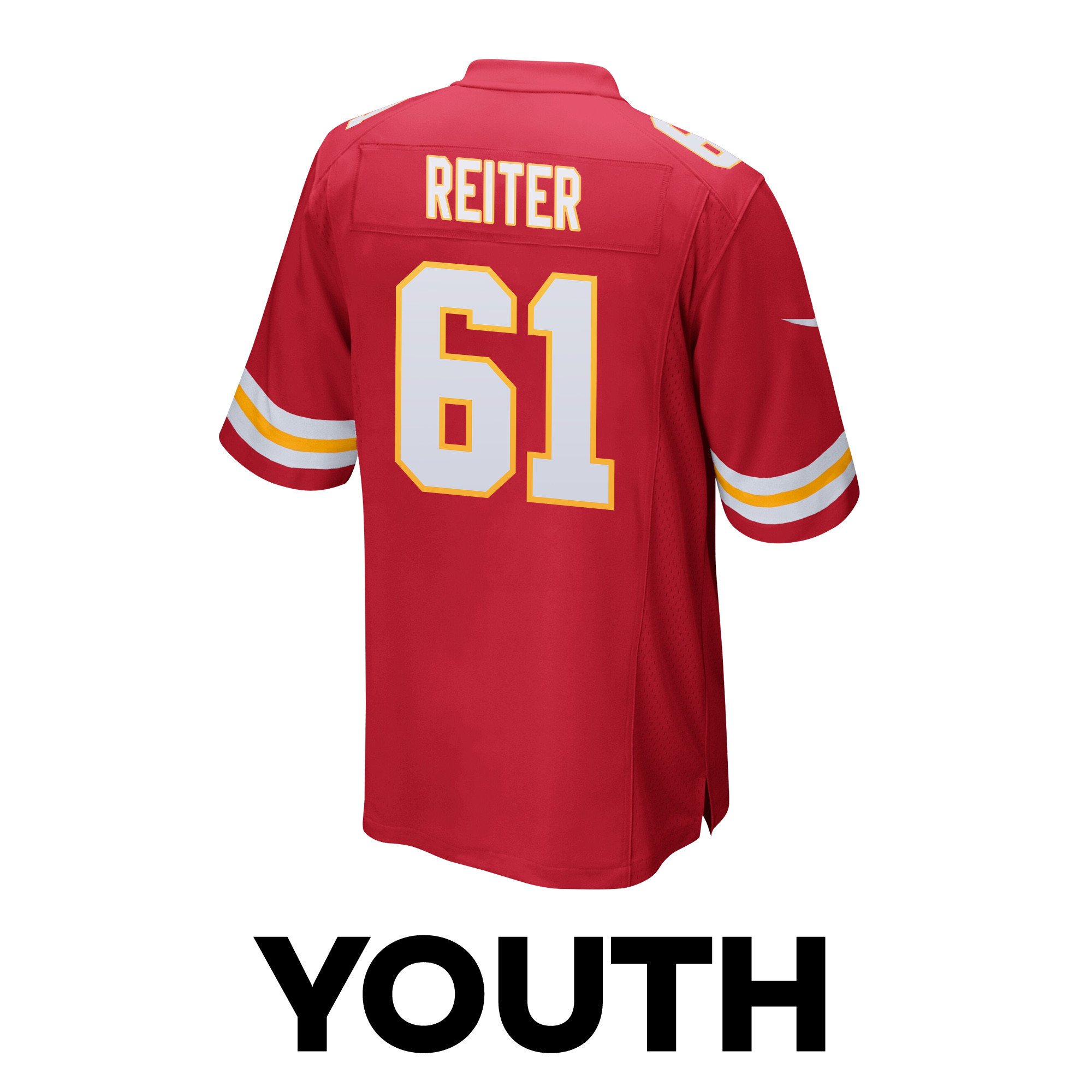 Austin Reiter 61 Kansas City Chiefs Super Bowl LVIII Champions 4X Game Red NFL Jersey Youth