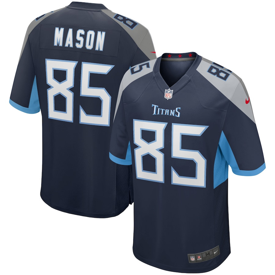 Derrick Mason 85 Tennessee Titans Game Retired Navy NFL Jersey Men's