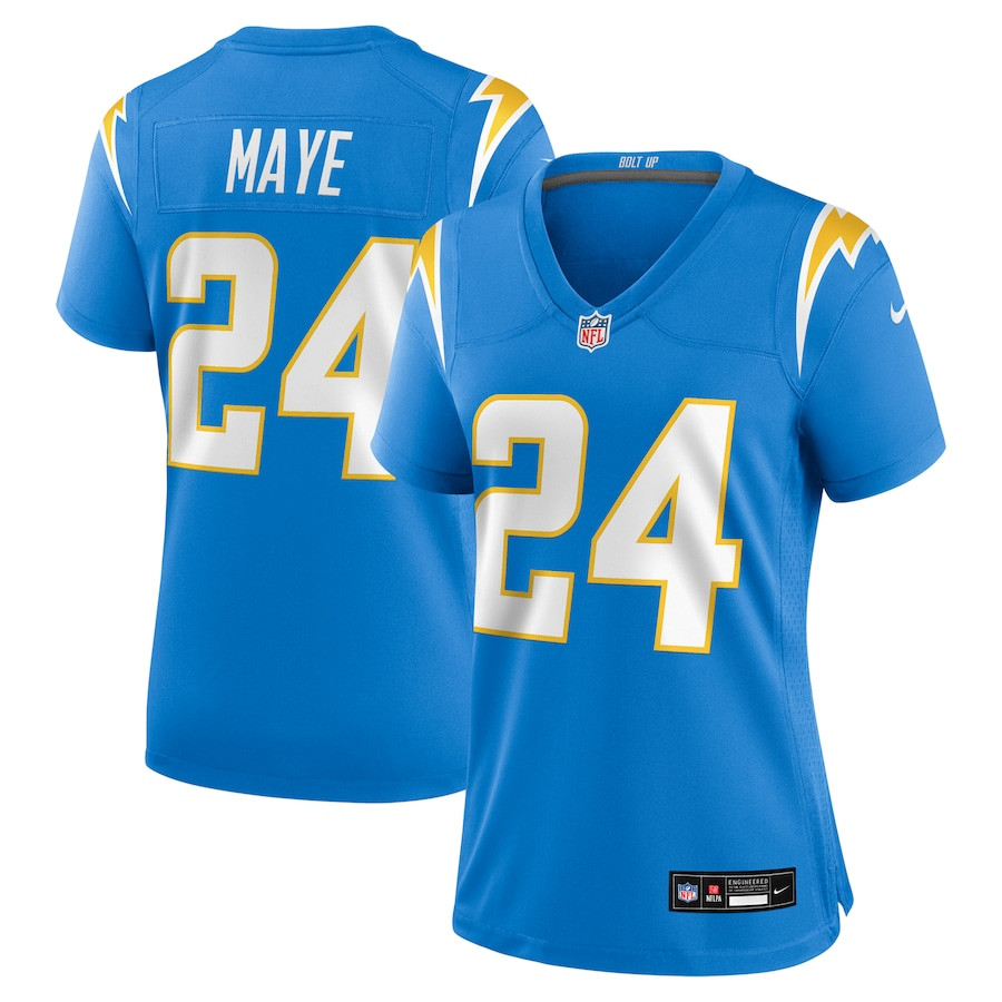 Marcus Maye 24 Los Angeles Chargers Team Game Powder Blue NFL Jersey Women's