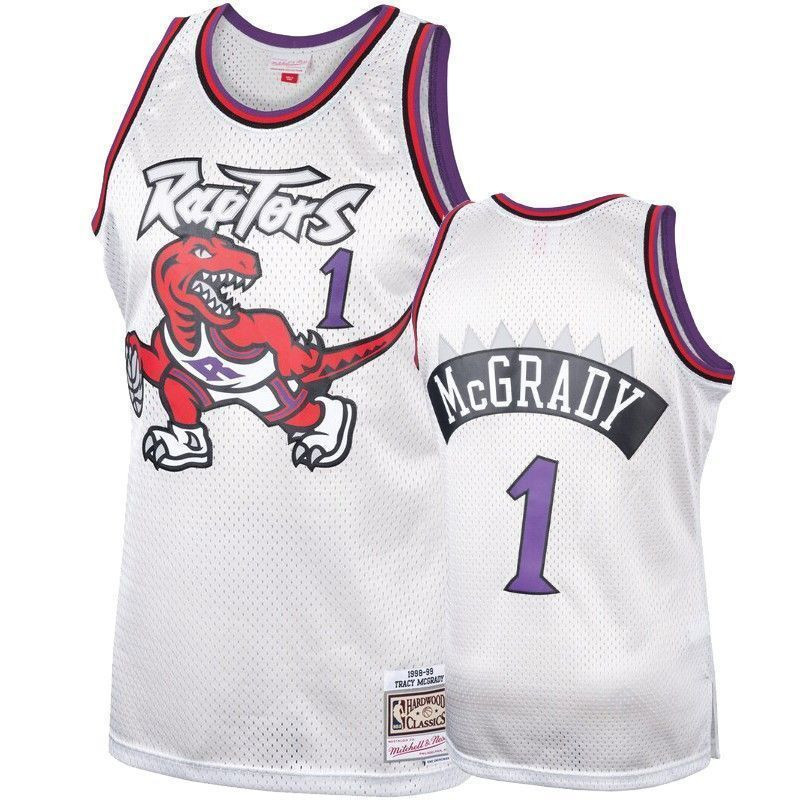 Toronto Raptors 1 Tracy Mcgrady Hardwood Classics Platinum NBA Jersey Men's