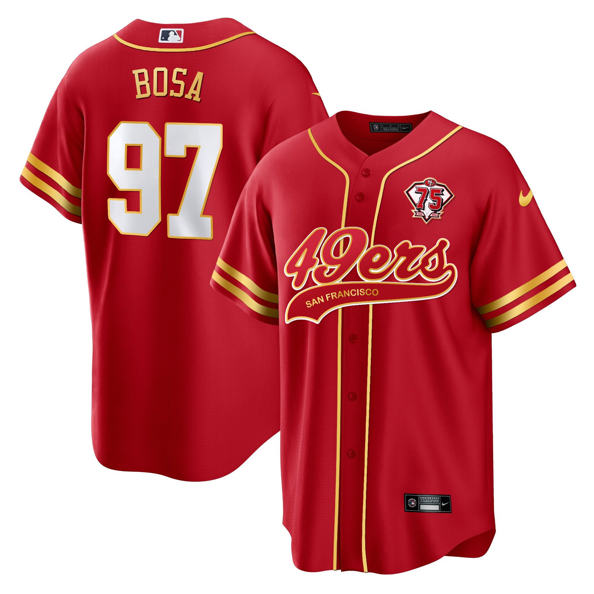Nick Bosa 97 San Francisco 49ers Red MLB Jersey Men's